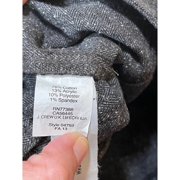 J.Crew Stretch Pant Women's Size 2 Gray Charcoal Ankle Zip Mid-Rise Cotton Blend - Picture 10 of 10